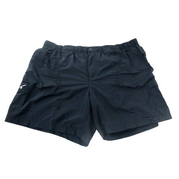 Columbia Cargo Shorts Womens Large Black Solid Nylon Casual Hiking Elastic Waist - Picture 1 of 9